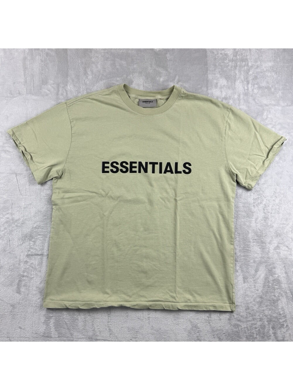 Fear of God Essentials Men’s L Sage Green Logo T Shirt Oversized Streetwear Tee